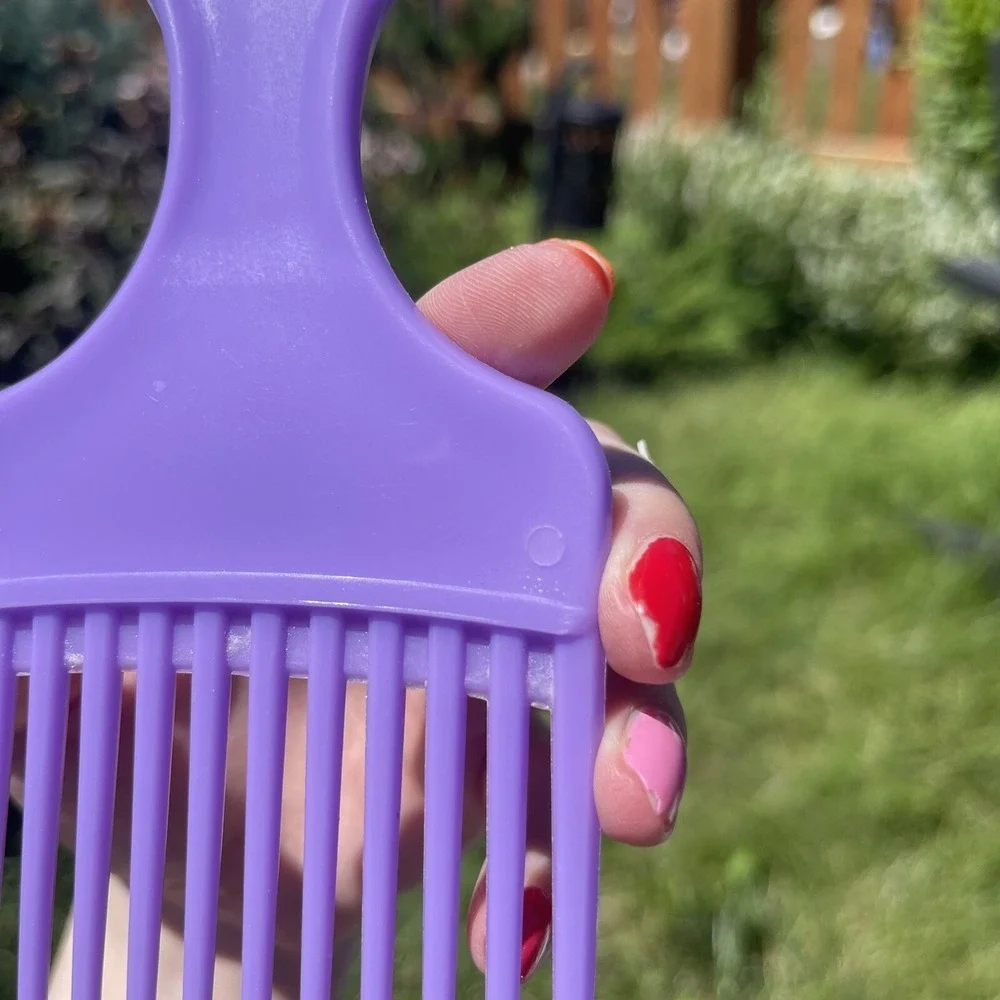 Vintage Purple Lift Comb Hair Pick w/ Handle Retro Hair Care USA‎ Unbreakable
